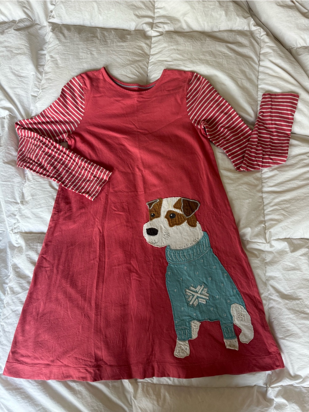 Mini Boden Dress with Blue Dog Appliqué